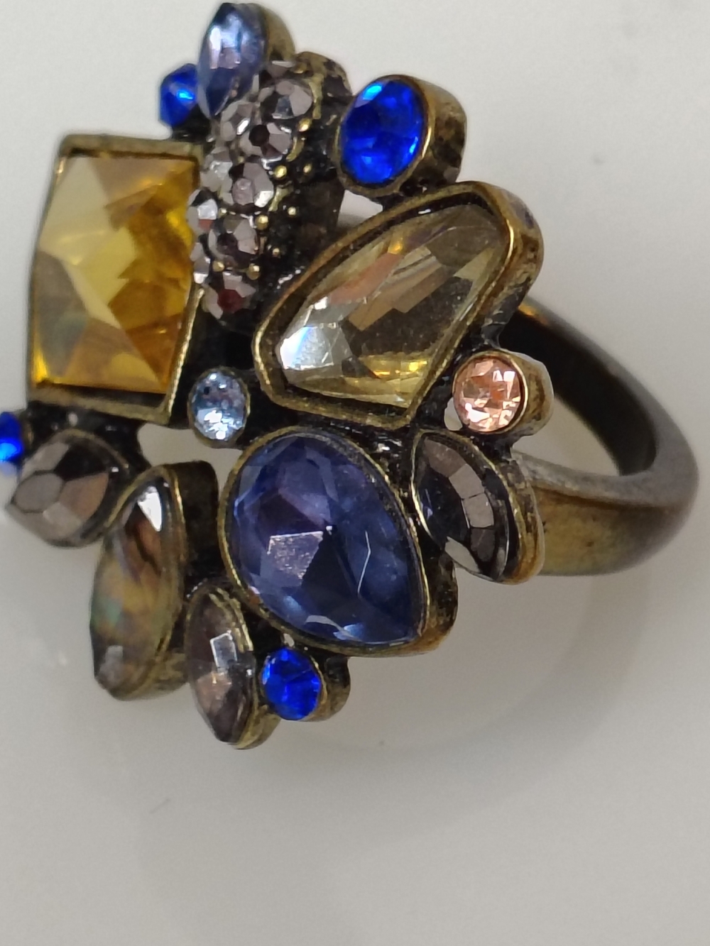Multicolor Crystal Cluster Statement Ring